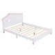 preview thumbnail 1 of 8, Platform Bed Full Size, Wood Full Platform Bed Frame with House-Shaped Headboard for Kids, No Box Spring Needed, White Pink