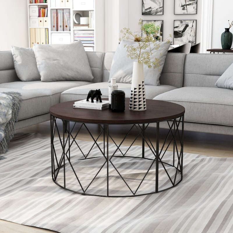 Brigid Modern 35-inch Steel Round Coffee Table by Furniture of America