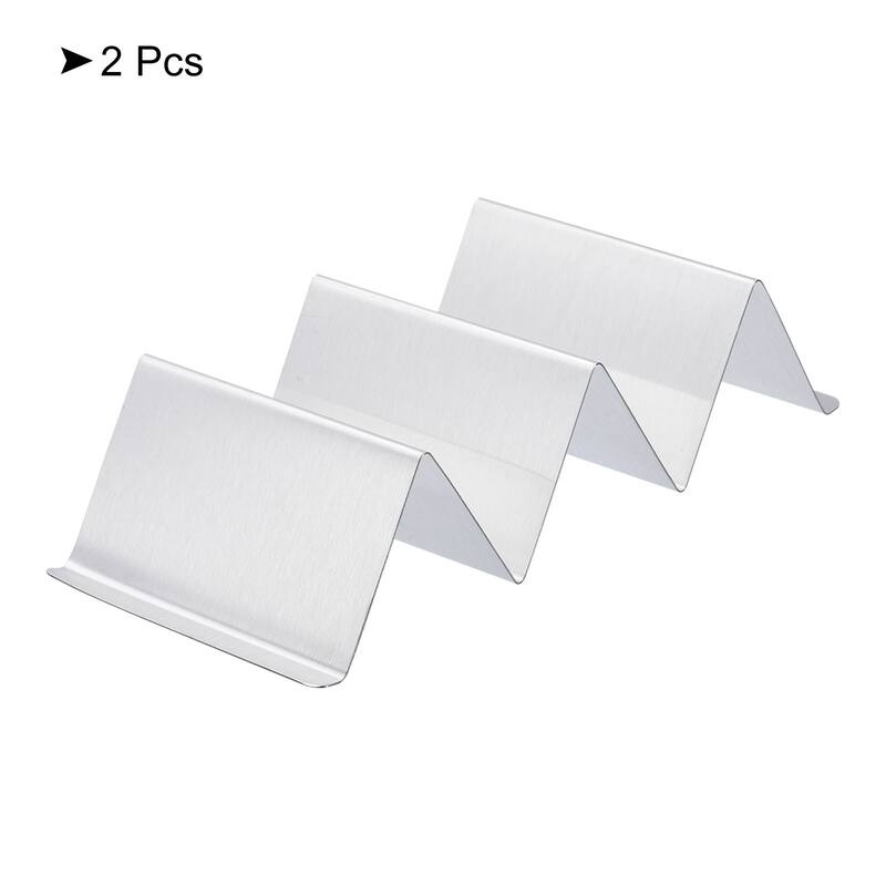 2pcs Stainless Steel Taco Holder with Handle Wave-Shaped Taco Rack Tray - Silver