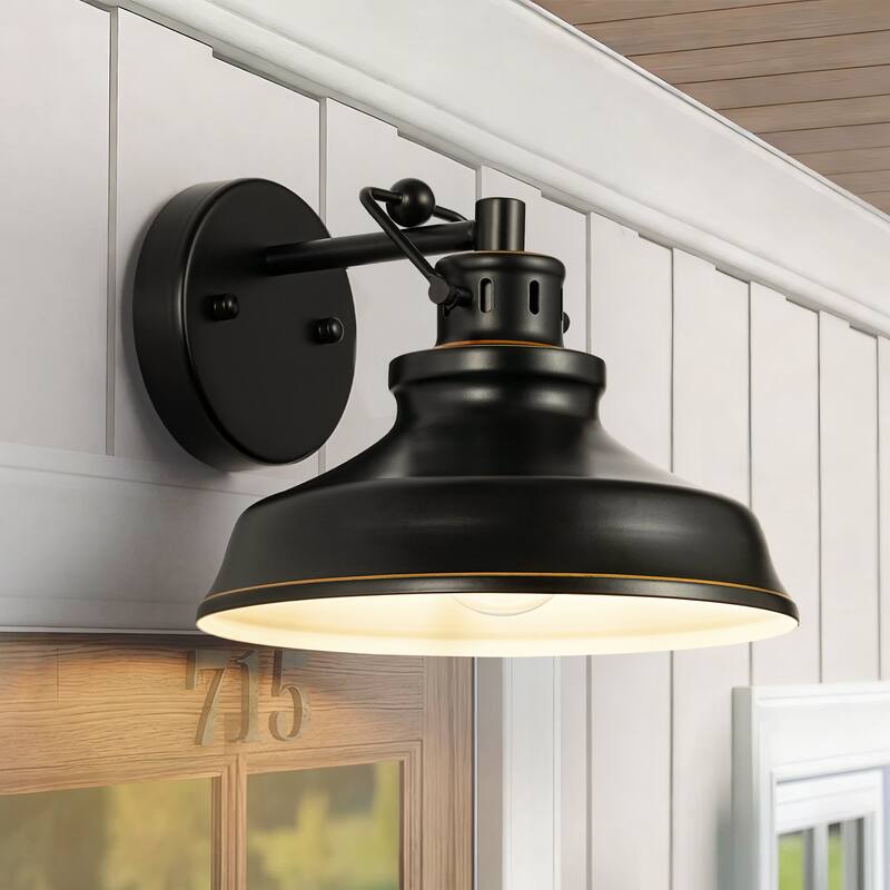 1-Light Industrial Retro Iron Black Wall Light for Bedroom Hallway - 1 Light