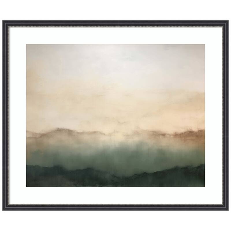 Kate and Laurel Framed Art Green Mountain Abstract I Horizontal by Amy Lighthall - 25x21 - Black