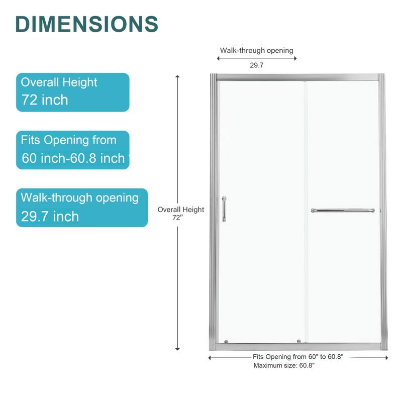 Single Sliding Framed Shower Door with Tempered Glass