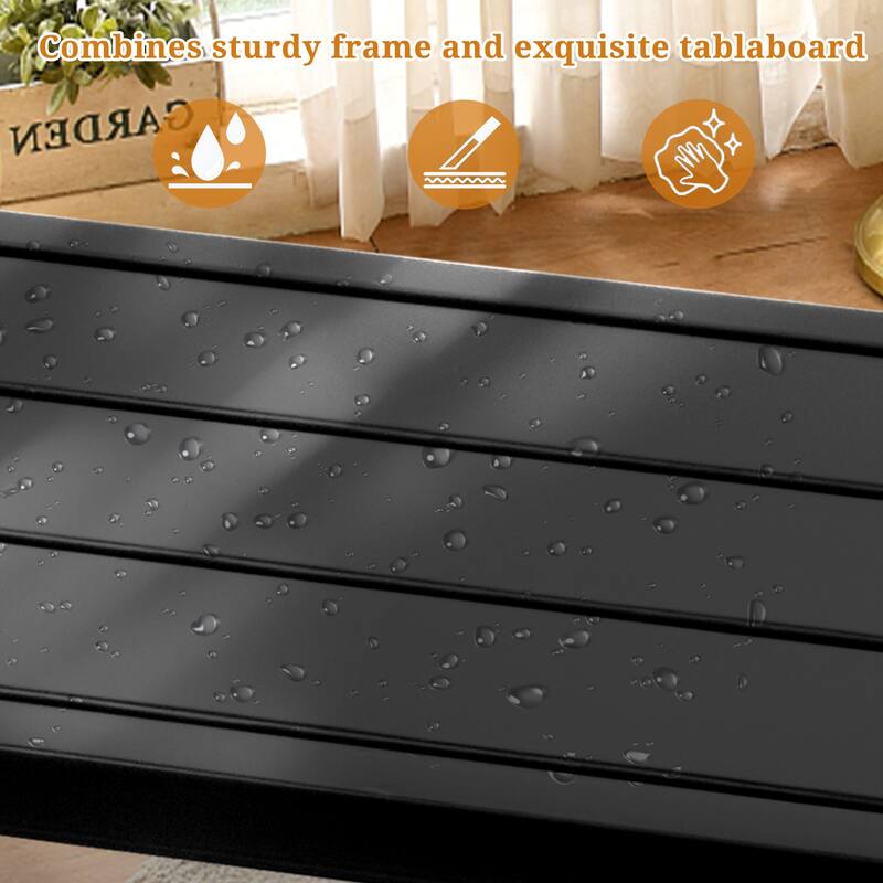 39.4" Black Iron Bar Table with Wheels Heavy-Duty Outdoor Patio Table Weatherproof and Portable - (39.4 x 15.7 x 37) in