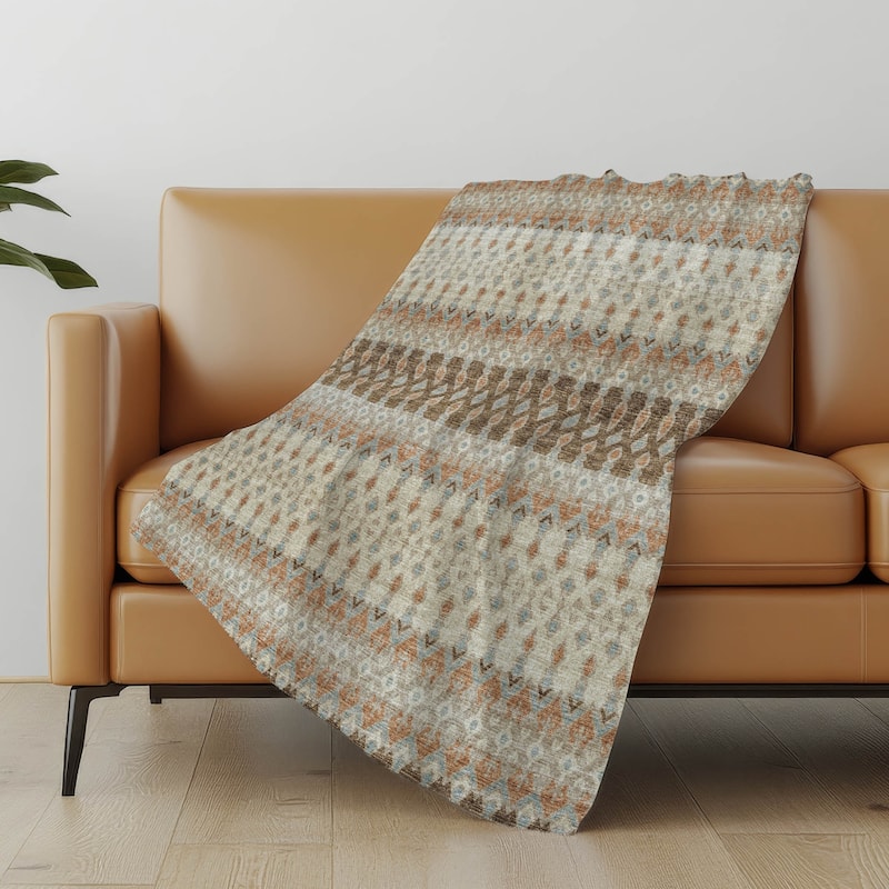 Premium Machine Washable ASB72 Boho Moroccan Sherpa Throw Blanket - Canyon - 4'2" x 5'10"