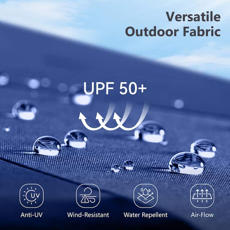 15ft Patio Umbrella Double-Sided Outdoor Extra Large Crank Lift Umbrella with Solar Led Lights and Base Included