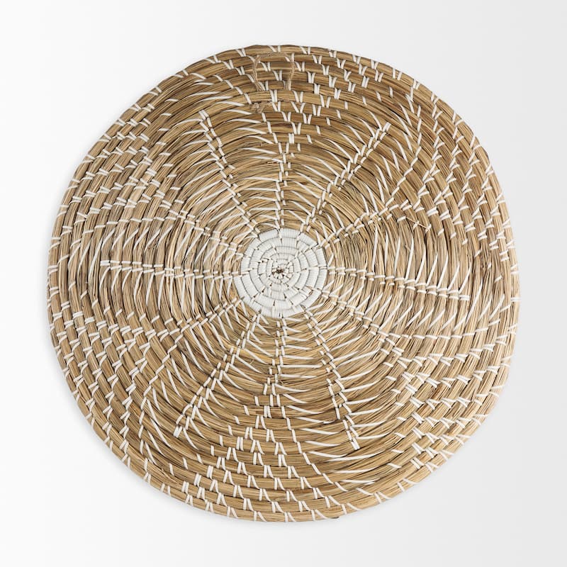 Mekhi Light Brown Seagrass w/ White String Round Wall Hanging Plate