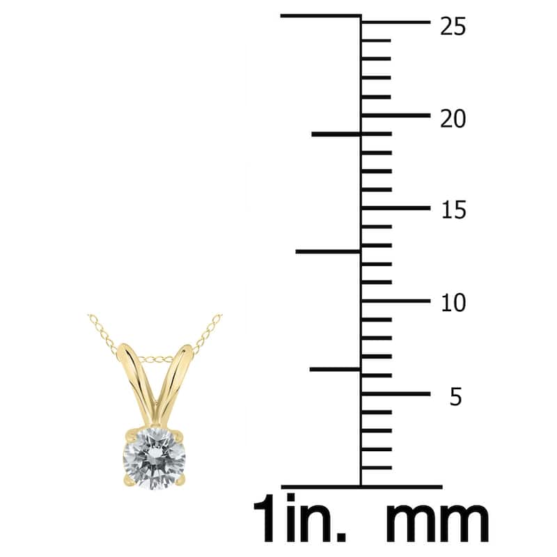 1/10 Carat Round Diamond Solitaire Pendant in 14K Yellow Gold