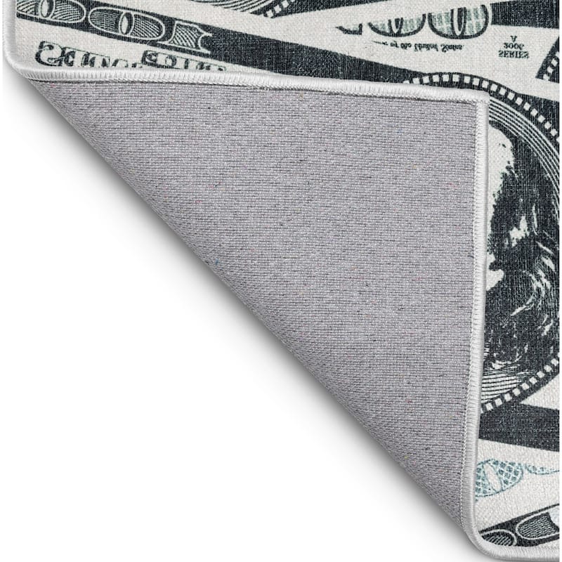 Well Woven Money Dollar Stacked Modern Machine Washable Area Rug