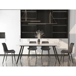 62.9" Dining Table with Sintered Stone Table Top and Metal Legs, Modern ...