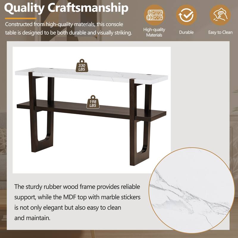 Elegant Console Table with Marble-Effect Top and Versatile Storage Solutions for Entryway and Living Room