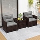 preview thumbnail 39 of 81, Costway 3PCS Patio Rattan Furniture Set Cushioned Conversation Set - See Details Grey
