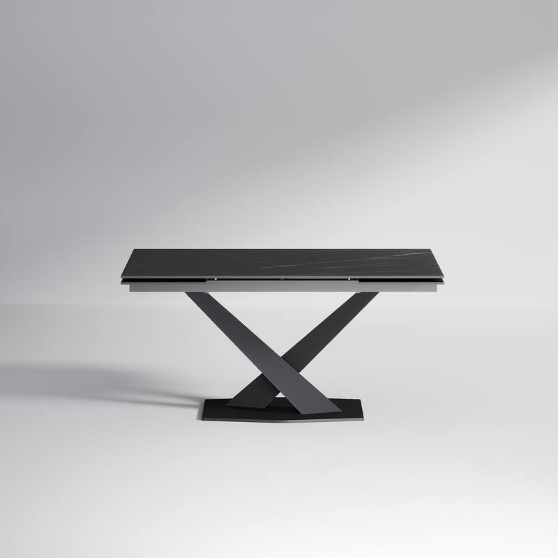 94.48" Modern Extendable Rectangular Sintered Stone Dining Table For 8 person - 62.99" - 94.48"