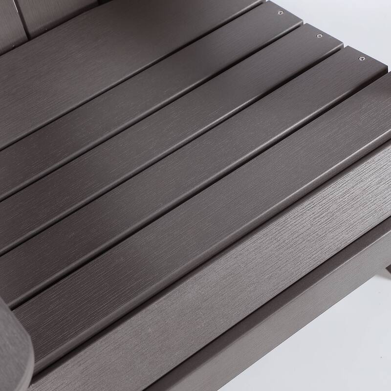 Hurley Folding Poly Plastic Adirondack Chair with Pull-out Ottoman