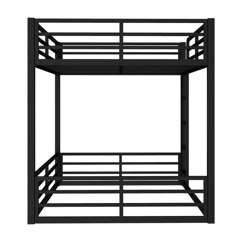 Heavy Duty Metal Bunk Bed, Low Floor Bunk Bed Frame with Full Length Guardrail, Noise Free Design