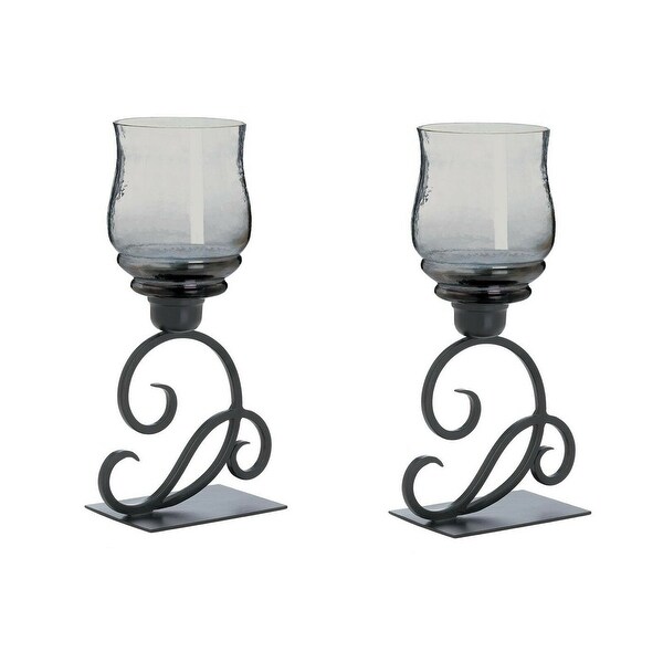 Set of 2 Glass Cursive Candle Stands
