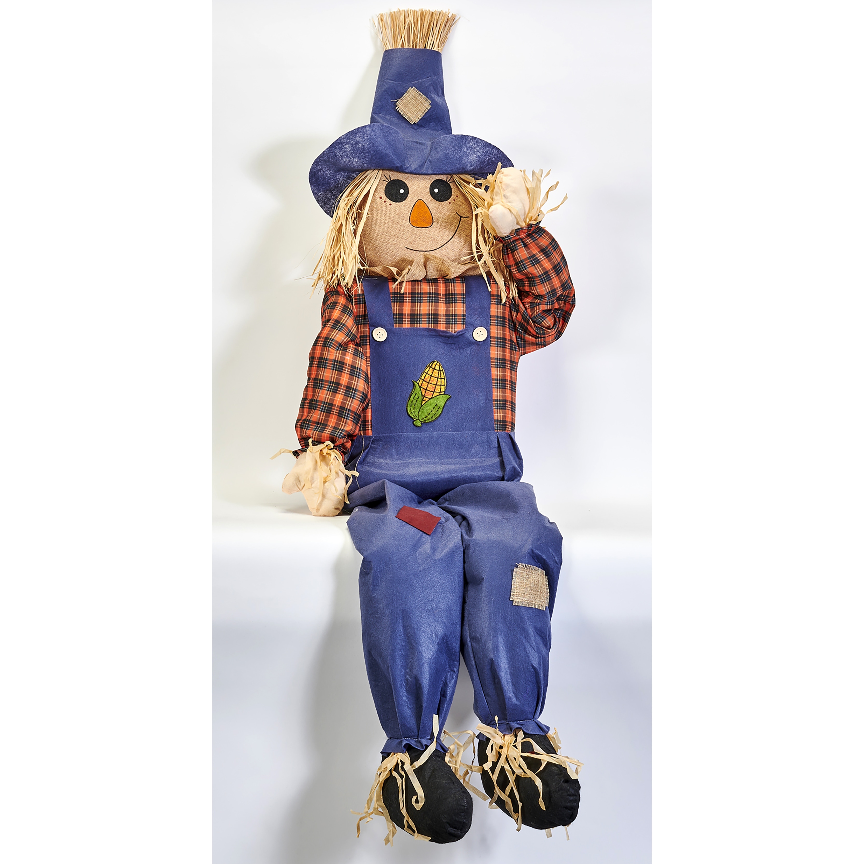 60" Fall Harvest Sitting Scarecrow, Porch Decoration or Yard or Home - 60