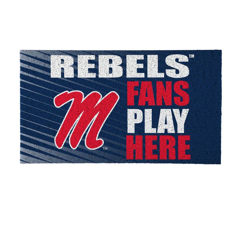 28 in. x 16 in. University of Mississippi "Fans Play Here" PVC Door Mat