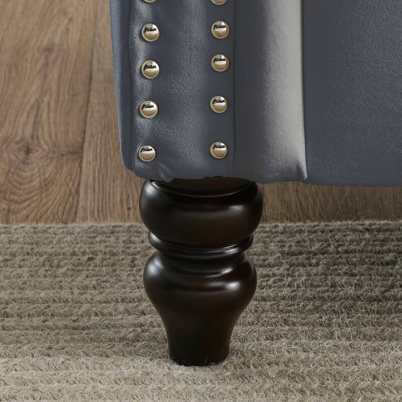 Chesterfield Sofa,3 Seater Sofa Tufted Couch with Rolled Arms and Nailhead,2 Pillows
