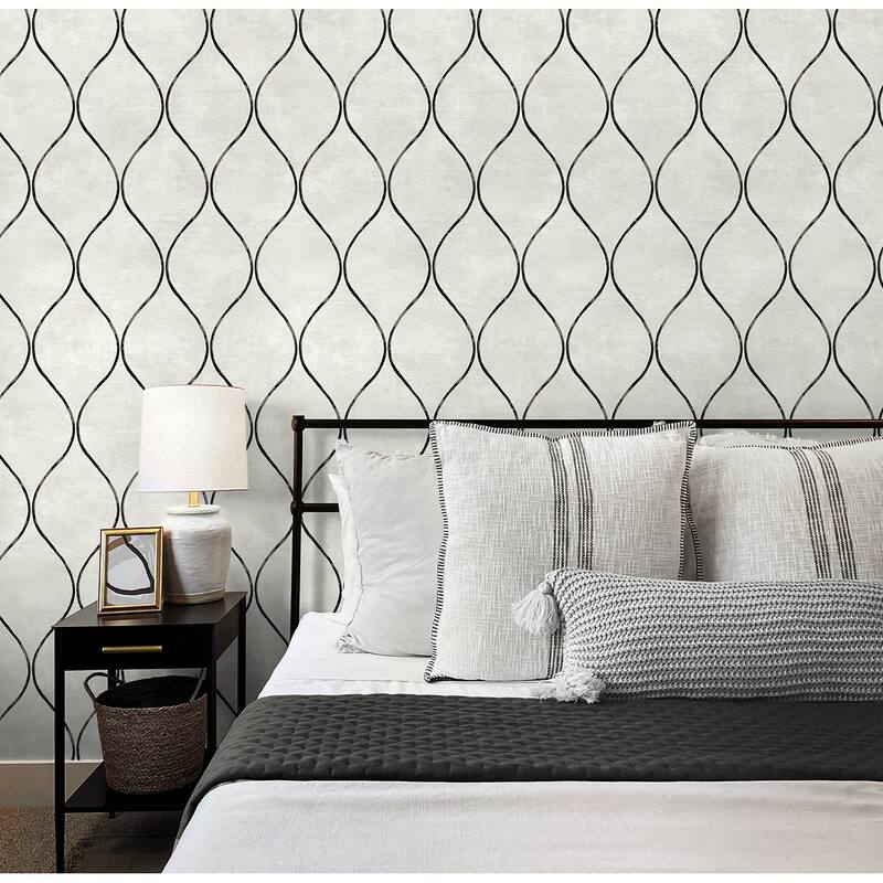 Seabrook Designs Ellisse Geometric Vertical Ogee Non-Woven Unpasted Wallpaper