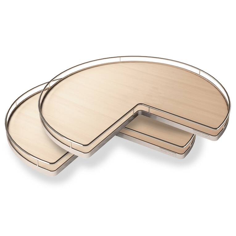 Kessebohmer 32 Inch Shelf-Mounted Kidney Lazy Susan Shelves with - Champagne / Maple