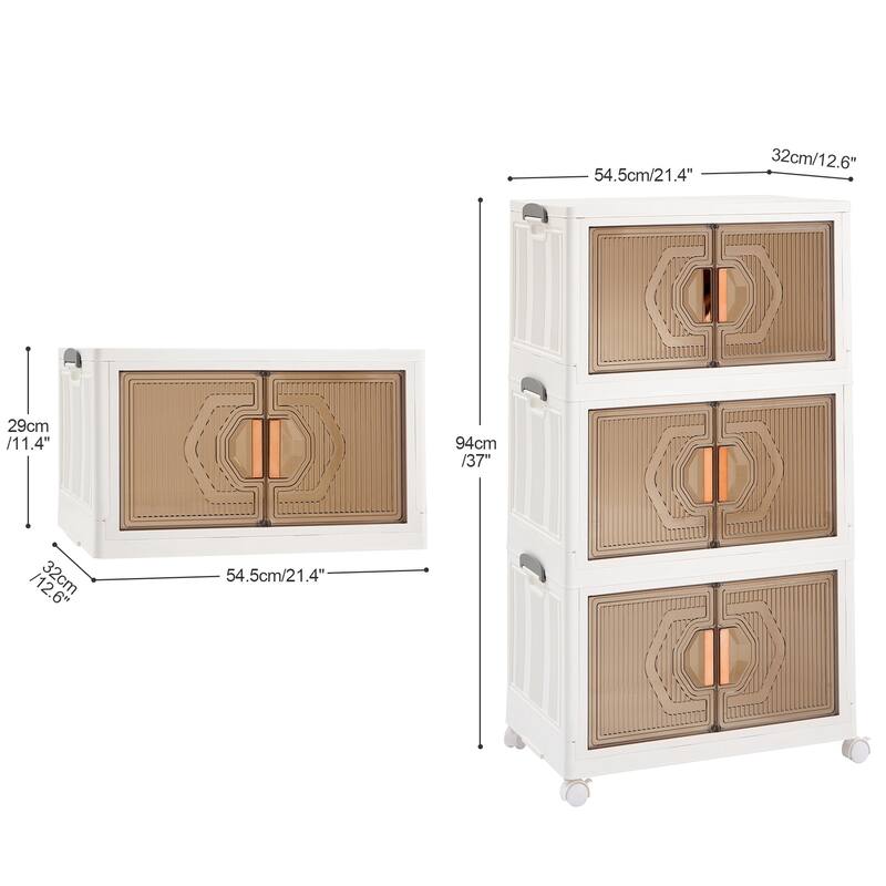 VECELO Storage Bins with Lids, Stackable Storage Bins with Wheels & Folding Plastic Storage Boxes