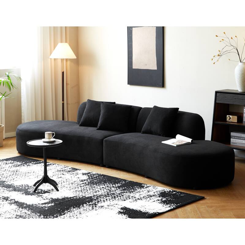 US Pride Furniture 132.3 inch Large Size Elegant Half Moon Design Curved 6-Seat Sofa with High-Density Foam Filled