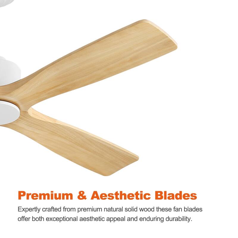 MLiAN 48" DC Motor Indoor Ceiling Fan, 4 Solid Wood Blades...