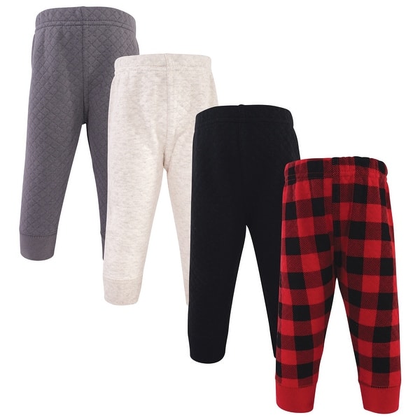 slide 1 of 1, Hudson Baby Toddler Boy Quilted Jogger Pants 4pk, Buffalo Plaid 2T - Buffalo Plaid