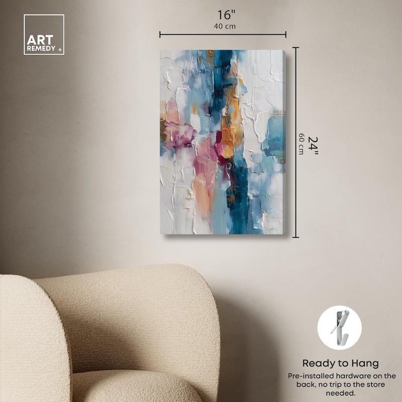 Petal Pink and Ocean Blue II Canvas by Art Remedy, Gallery Wrapped