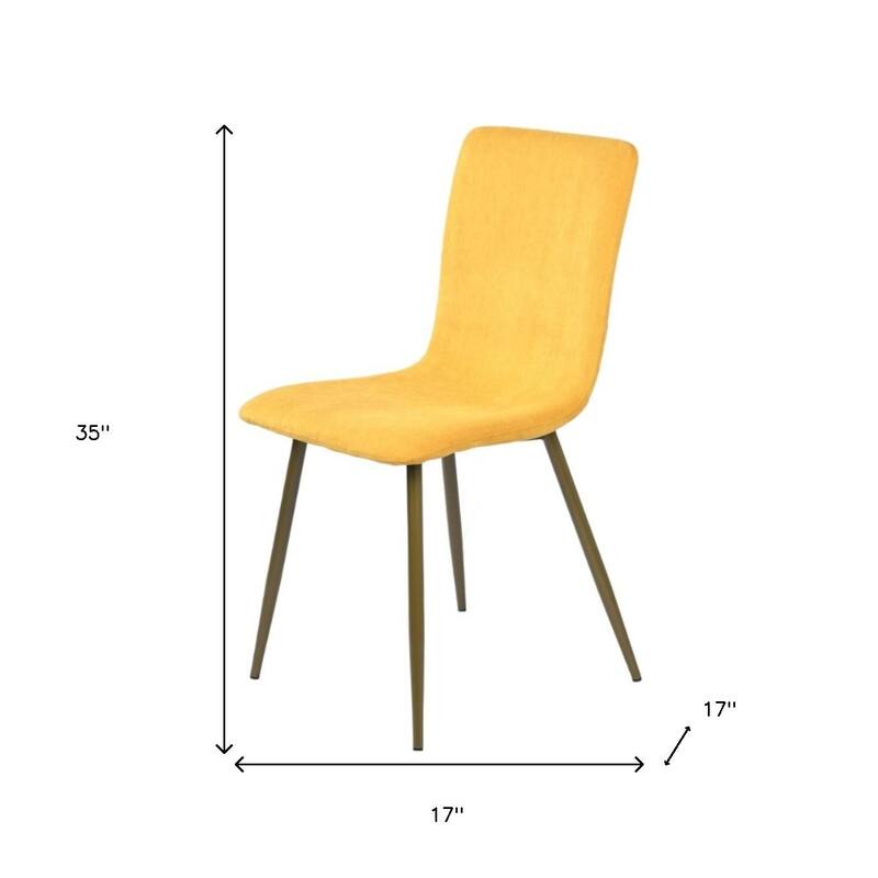 HomeRoots Set of Four Yellow and Gold Upholstered Fabric Dining Side Chairs - 17.00 in. x 35.00 in. x 17.00 in.