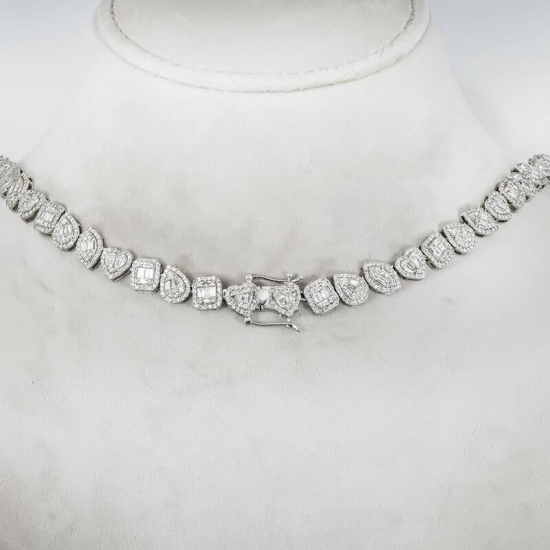 House Of Leon 14K White Gold Multi Cut Diamond Necklace 23.14ct