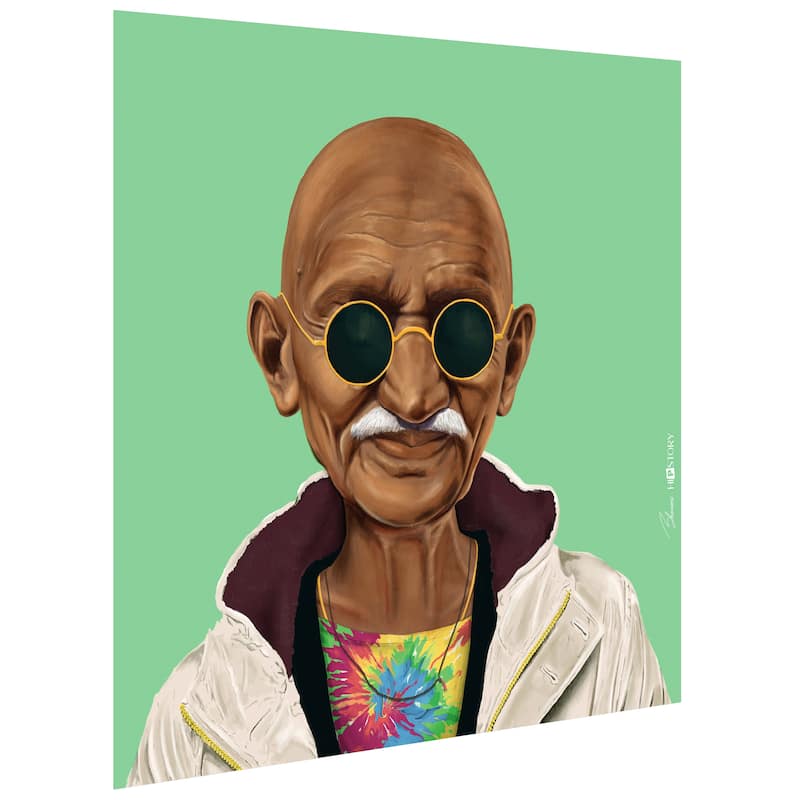Empire Art Direct Hip Mahatma Gandhi Printed Tempered Glass Wall Art - Multi-Color