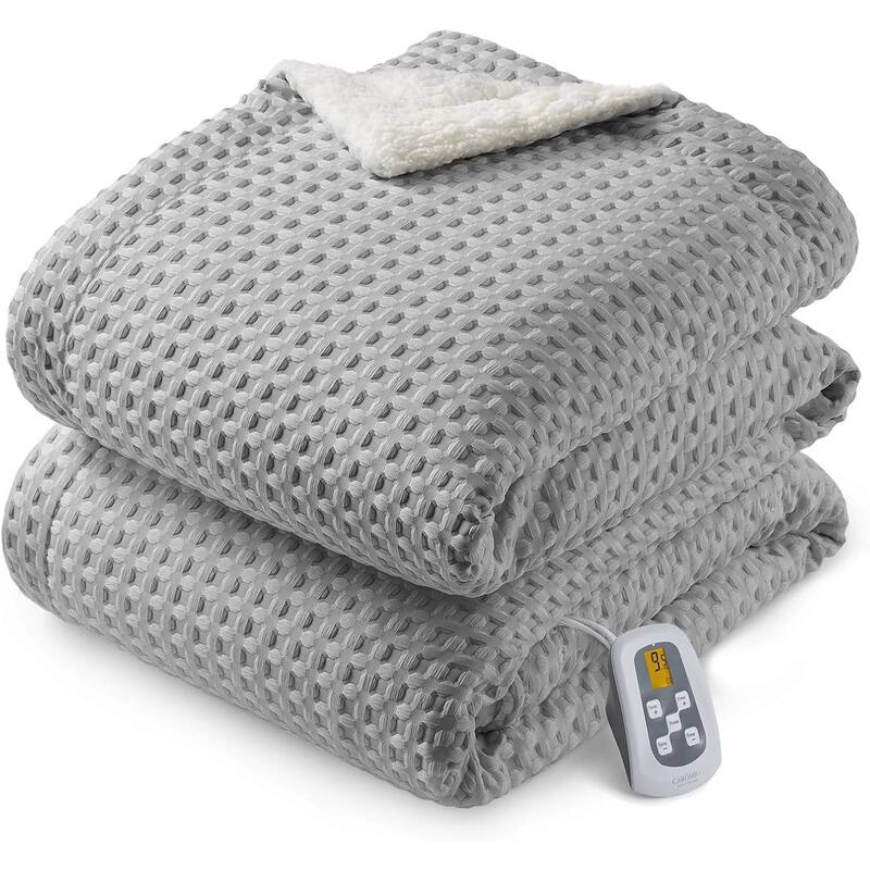Heated Electric Blanket with LCD Dual Controller, Grey - 62"x84"