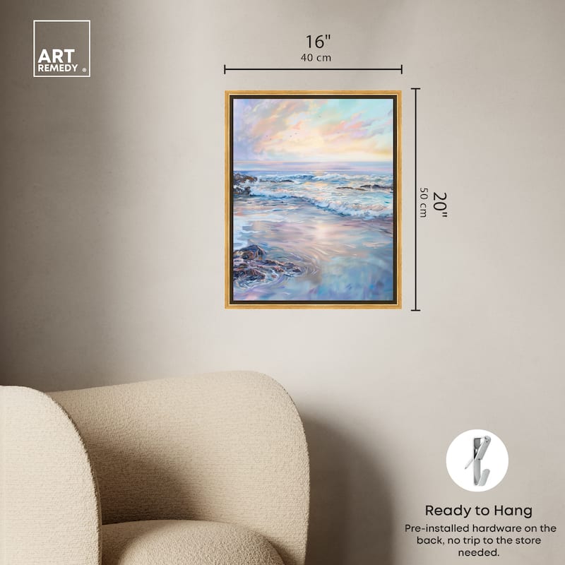 Art Remedy Dreamy Shoreline Framed Sailing 1 Piece Canvas Wall Art