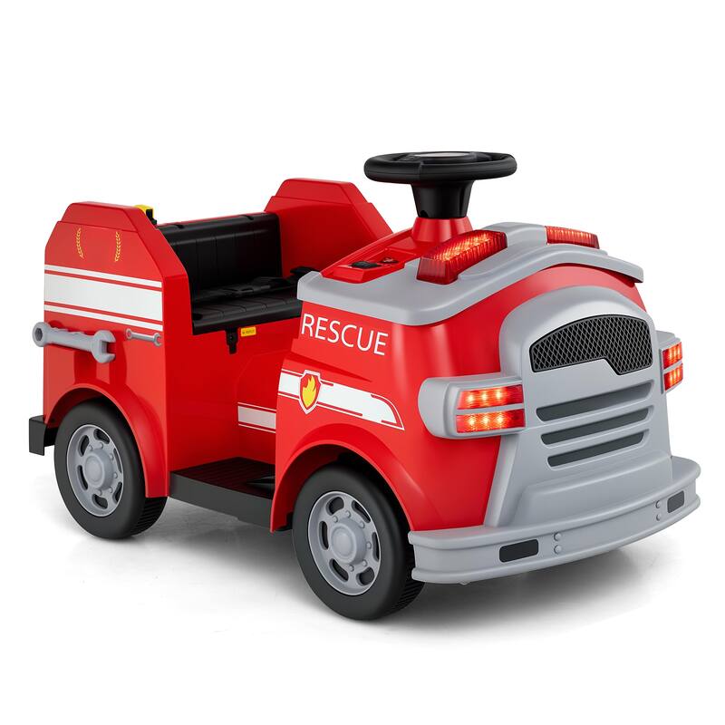 12V Kids Electric Ride On Car with Steering Wheel, Pedal, Music, Safety Belt and Toy Accessories - 19" × 34" × 20.5"