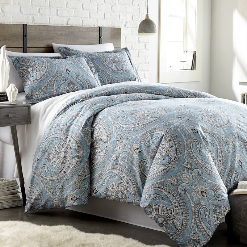 Vilano Plush All Seasons Pure Melody Paisley Down Alternative 3-piece Comforter - Twin - Aqua - 2 Piece