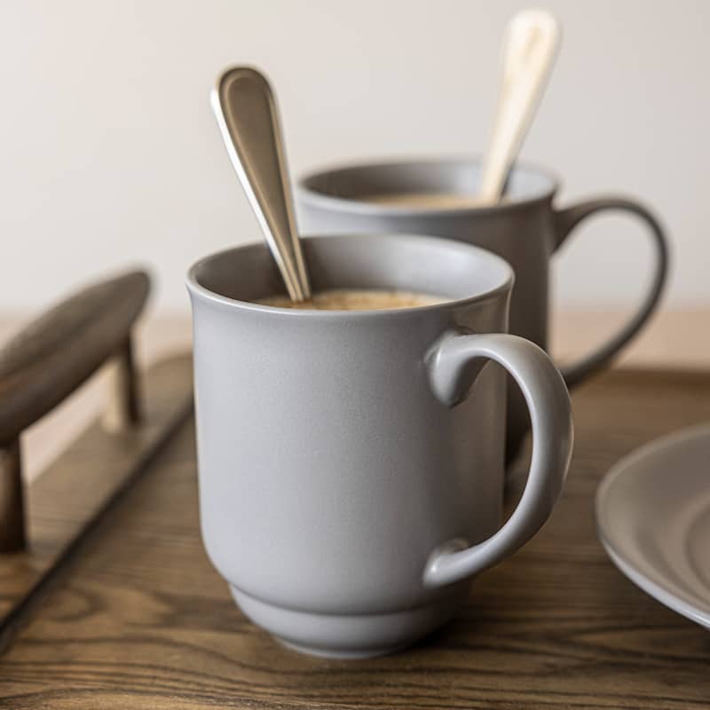 over&back Rimmed 16oz Semi-Matte Stoneware Mugs, Set of 4
