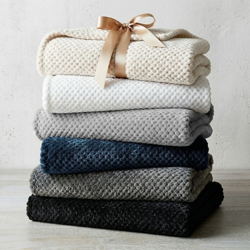 Superior Lily Lightweight Fleece Blanket with Pebbled Popcorn Texture, Soft All-Season Bedding
