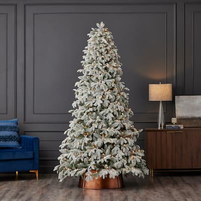 Lexington Fir 7.5ft Snow Dusted Artificial Tree with Glass Bulb Warm White Led Lights and Pinecones