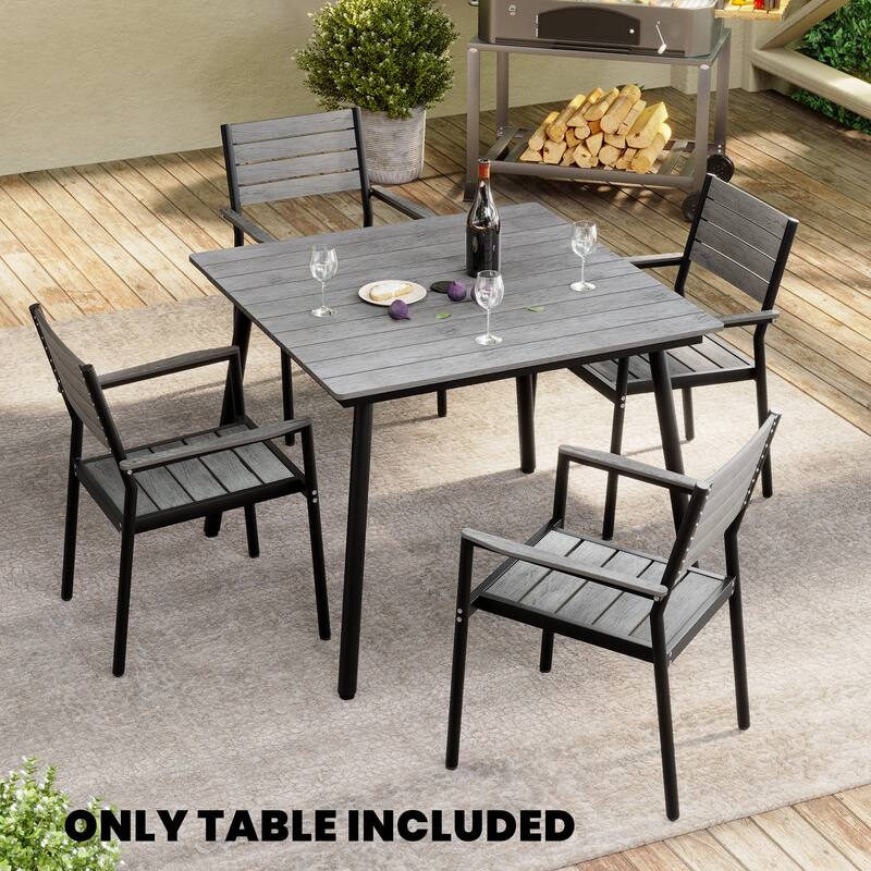 Crestlive Products Outdoor Rectangle Aluminum Dining Table with Umbrella Hole