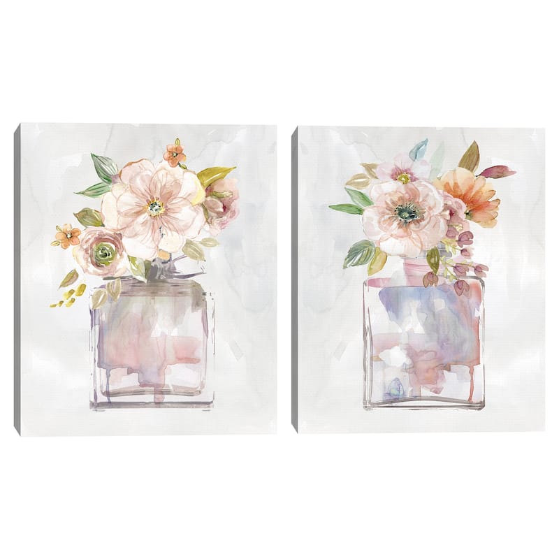 Mini Bouquet by Carol Robinson S/2 by Carol Robinson Canvas Art Prints