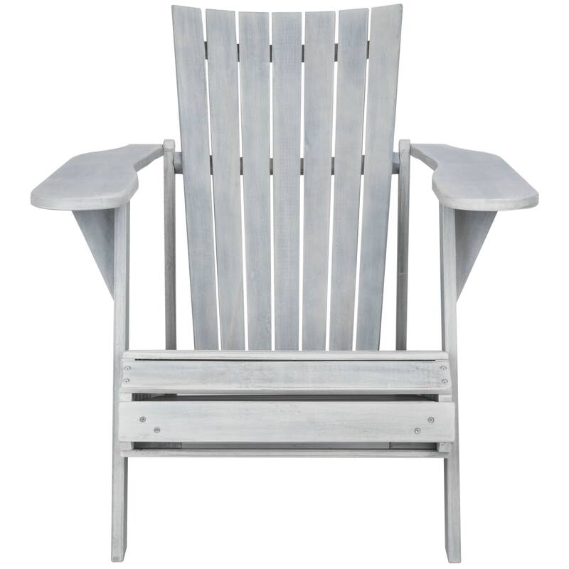 SAFAVIEH Outdoor Mangla Adirondack Chair with Retractable Footrest - 52W x 32D x 30H - Ash Grey