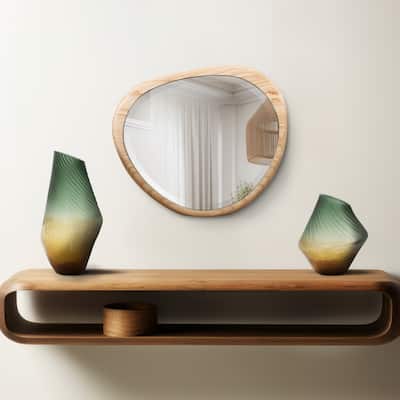 Allan Andrews Asymmetrical Bleached Oak Wood Framed Wall Mirror - 14"W x 16"H