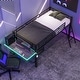 preview thumbnail 3 of 11, Functional Design Metal Loft Bed with Ladder, Guardrail, Built-in Desk, Storage Shelf and LED Light, Twin, Black