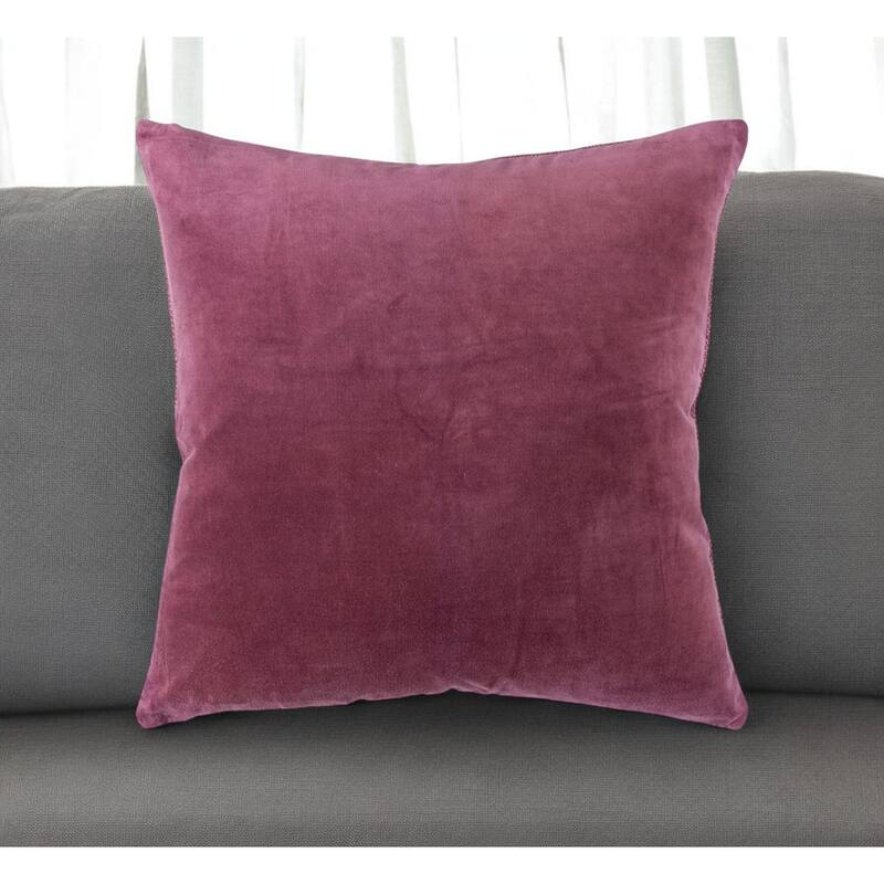 HomeRoots 22" Raspberry Cotton Velvet Throw Pillow
