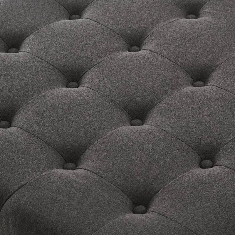 Elegant Dark Grey Spindle Wooden Legs Ottoman