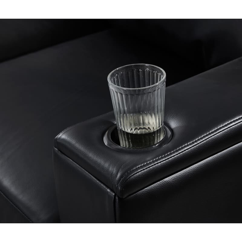 PU Leather Loveseat Sofa Deep Seat Couch with Storage and Cup Holders