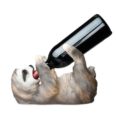 Sloth Wine Bottle Holder by True - Grey - 6.5" x 5"