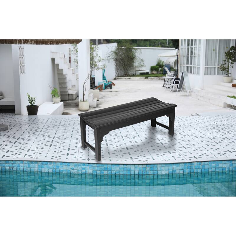 Backless Hdpe Adirondack Bench With Wood Texture (Excluding the table)