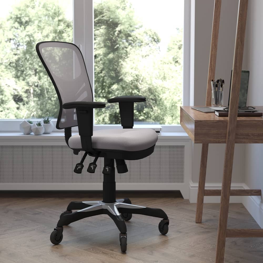 Mid-Back Ergonomic Multifunction Mesh Chair with Polyurethane Wheels